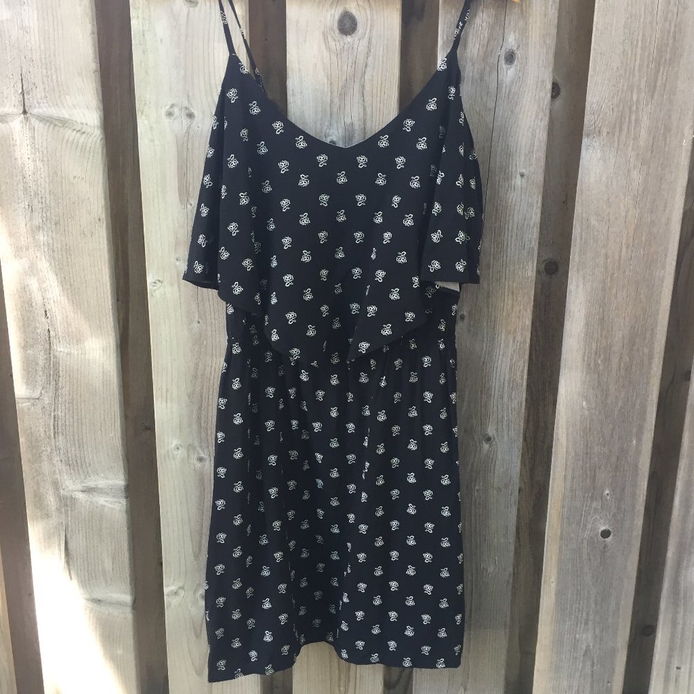 NWT black floral mini dress - size S